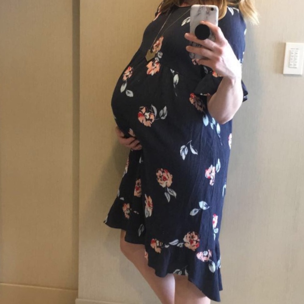 Ingrid and Isabel Blue Floral Maternity dress